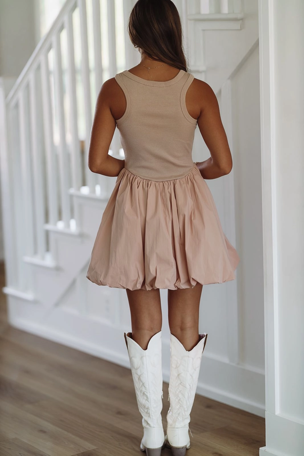 Just Stopping By Mini Dress - Mauve RibbedHemline