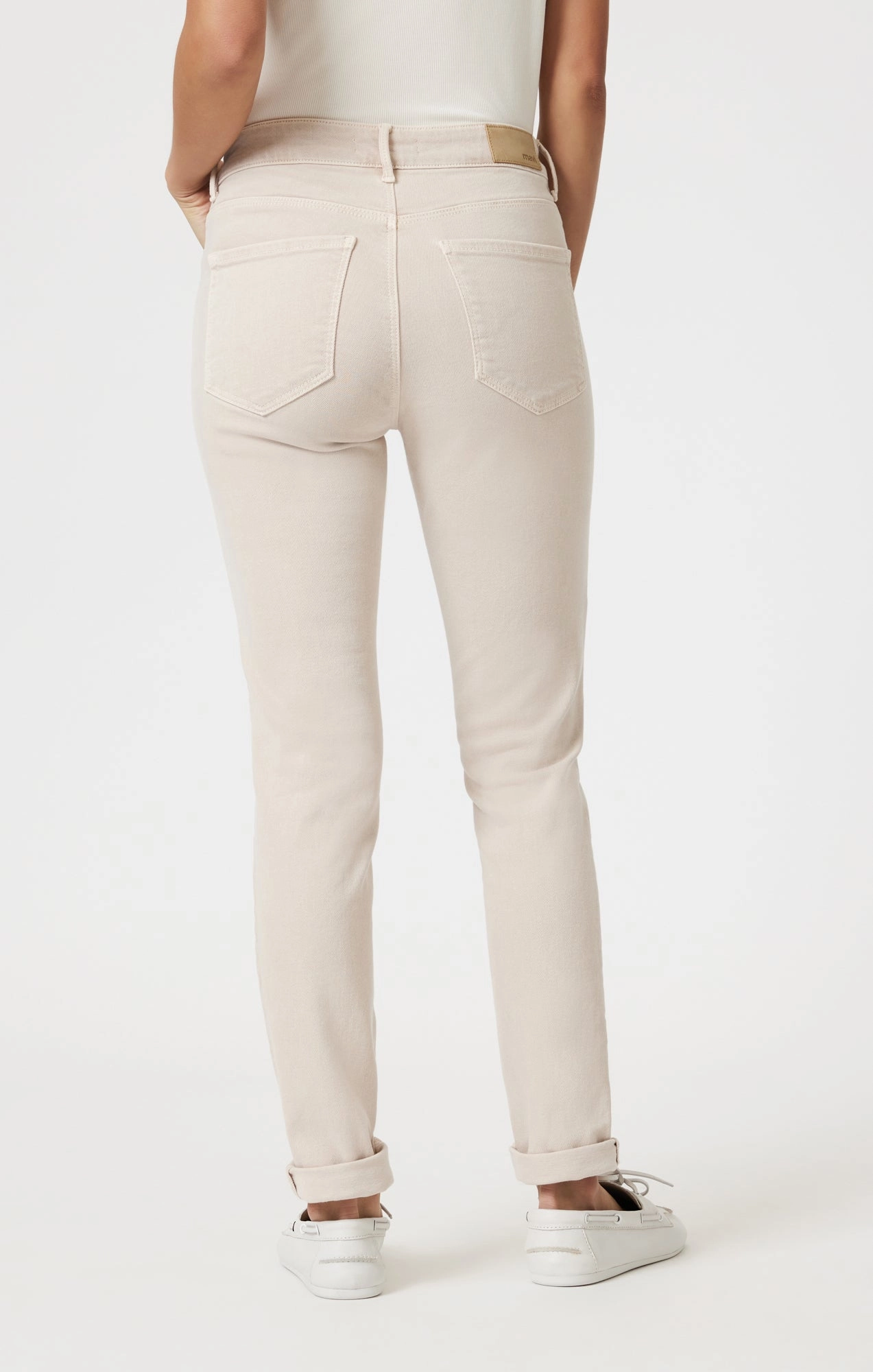 Temperature Regulating Fabric Seasonless wear KATHLEEN SLIM BOYFRIEND IN BEIGE FLEX BLUE