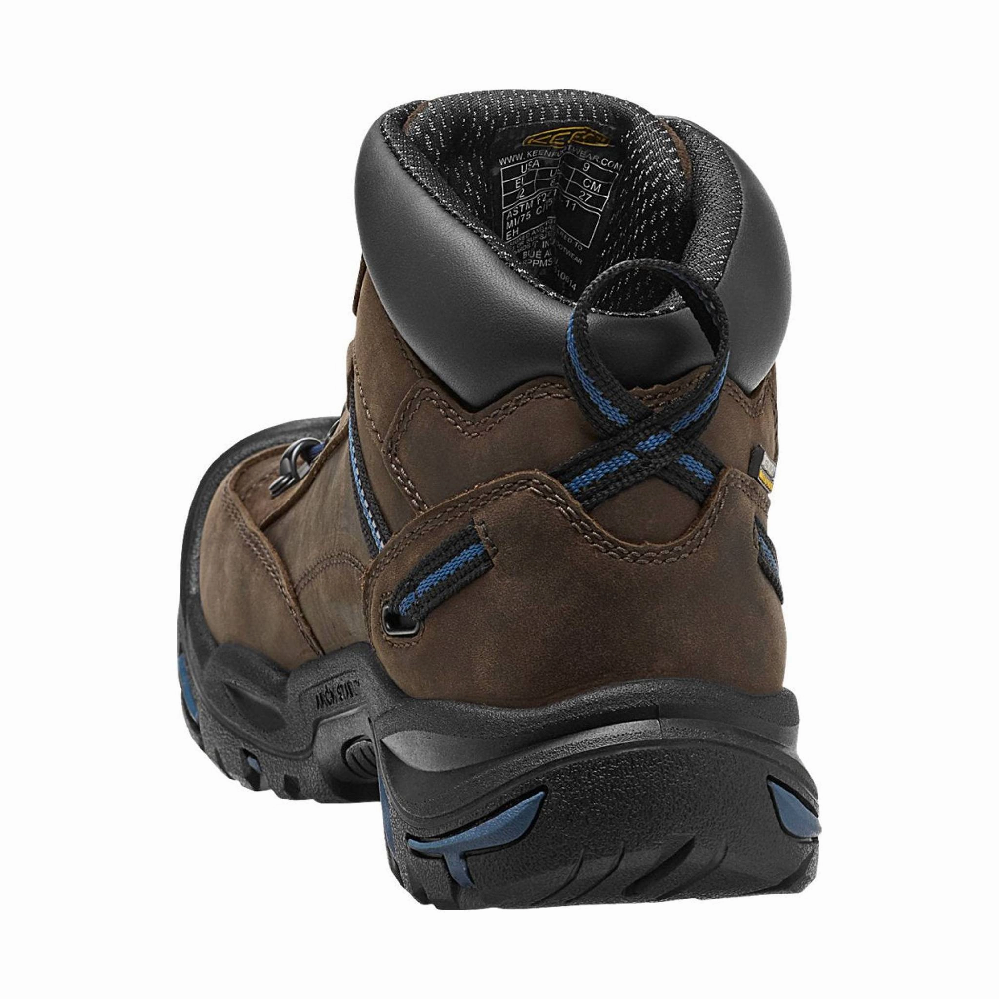 KEEN Utility Men's Braddock Mid AL Waterproof Steel Toe Work Boot - Bison/Ensign Blue Trail Support Anti Odor Snowy Path