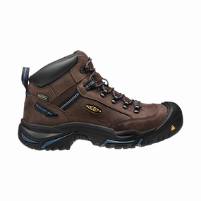 Dust proof Sporty Look KEEN Utility Men's Braddock Mid AL Waterproof Steel Toe Work Boot - Bison/Ensign Blue