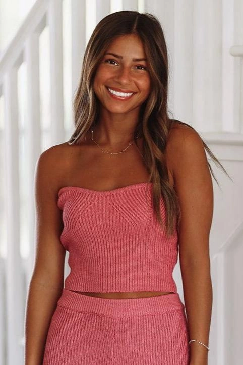 Keep It Amusing Knit Bustier Top - Pink ReflectiveDetails