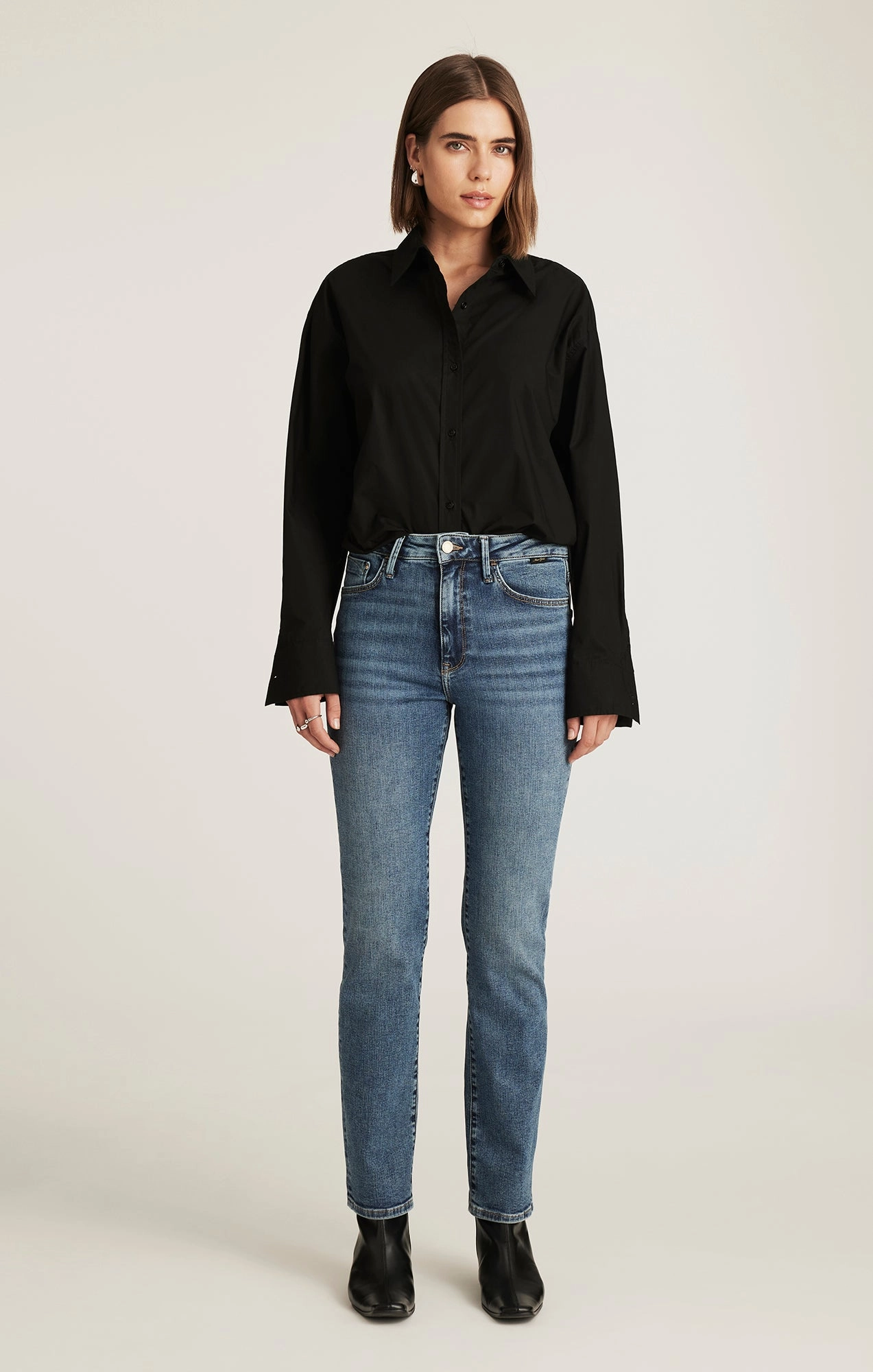 Breathable Denim Common Outfit KENDRA STRAIGHT LEG IN MID BRUSHED GOLD PREMIUM