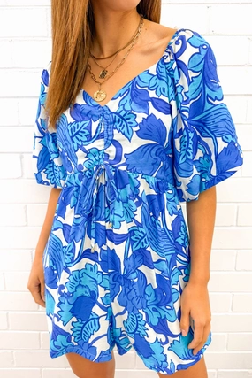 Kristy Playsuit - Blue Leaf Sport Fit SoftCottonBlend