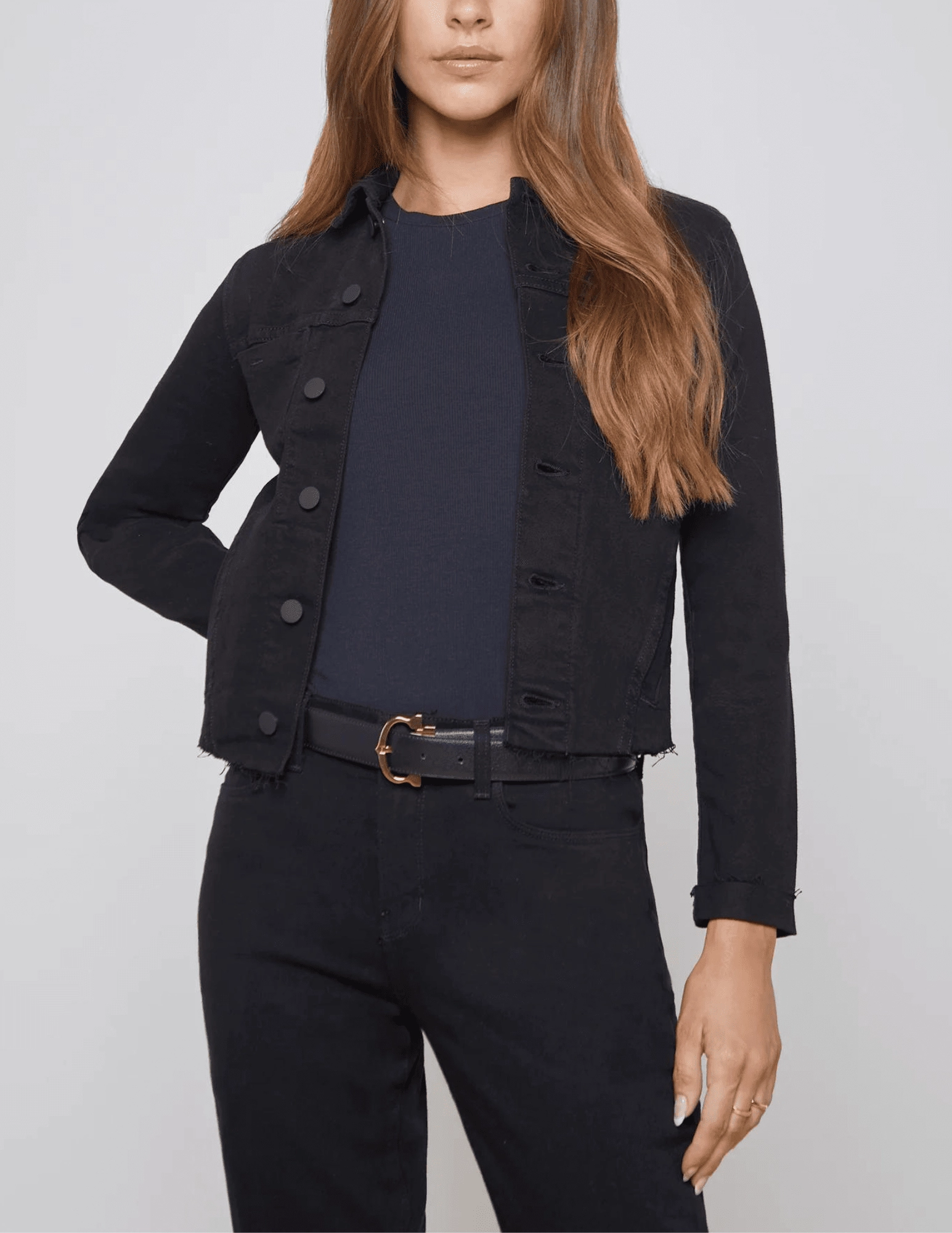 Stormproof Zipper Contemporary Fit L'Agence Janelle Slim Raw Jacket In Saturated Black