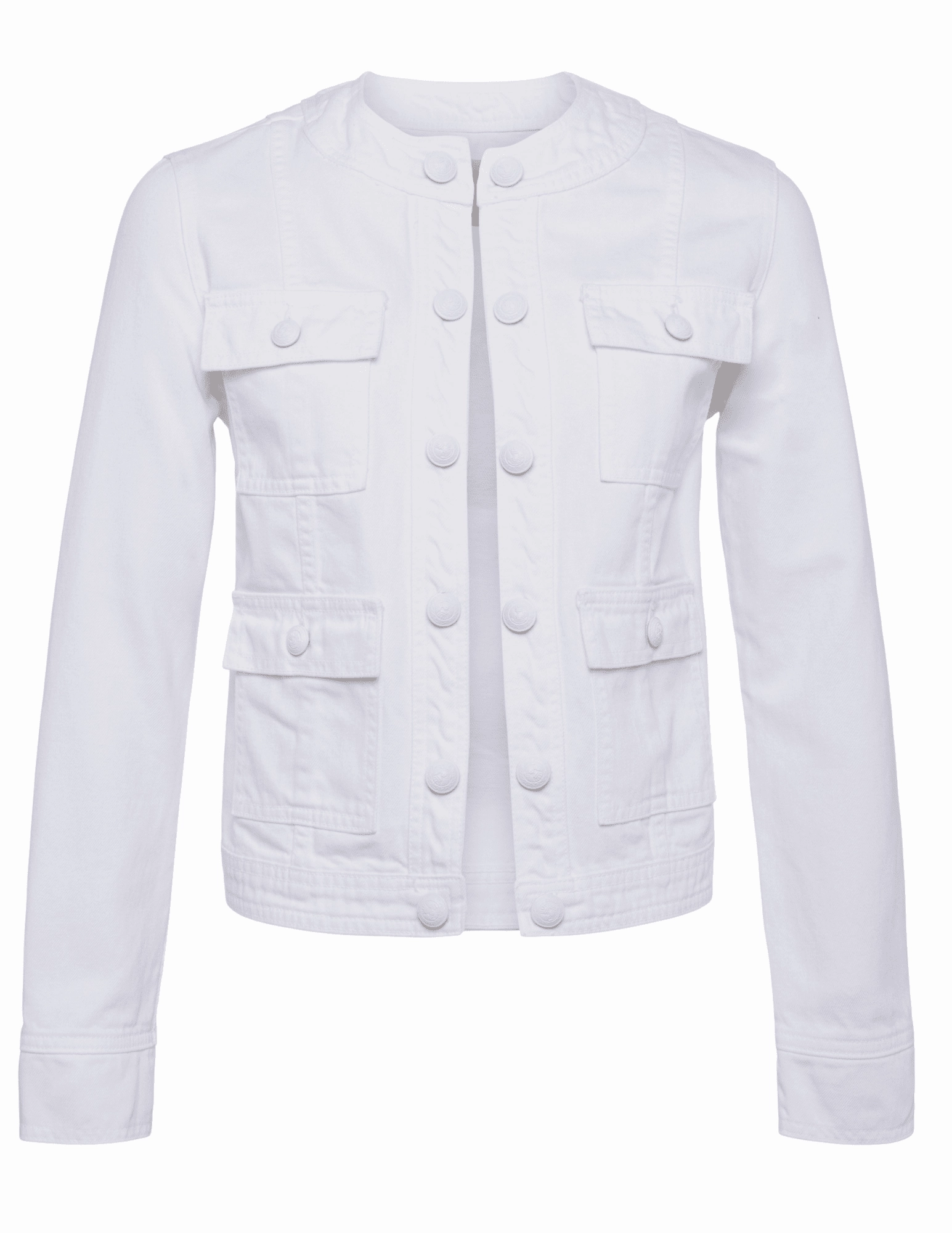 L??AGENCE Yari Collarless Jacket in White-SALE Light Diffusing Fabric Wrinkle Free Material