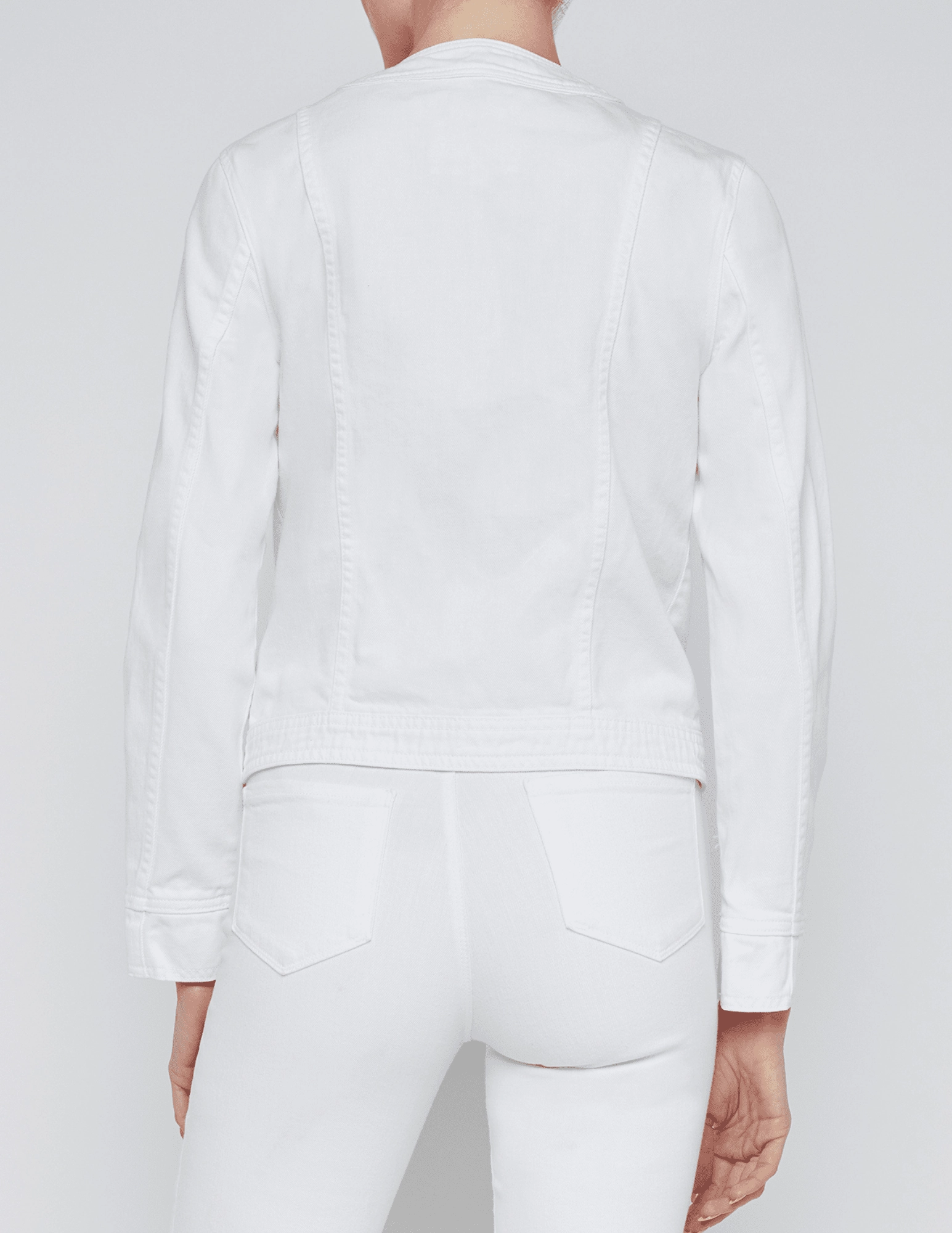 Airtight Seam Sealing All Occasion L??AGENCE Yari Collarless Jacket in White-SALE