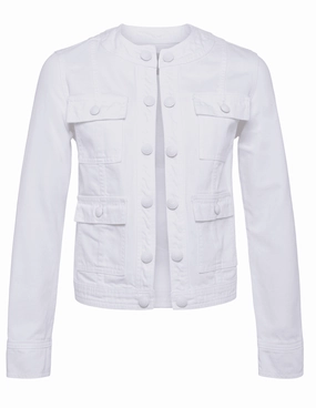 L??AGENCE Yari Collarless Jacket in White-SALE Light Diffusing Fabric Wrinkle Free Material