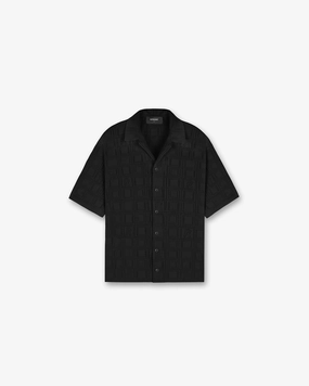Lace Knit Shirt - Black Seasonal Essential Checkered Print