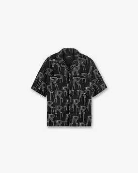 Reinforced Seams Embroidered Initial Overshirt - Black
