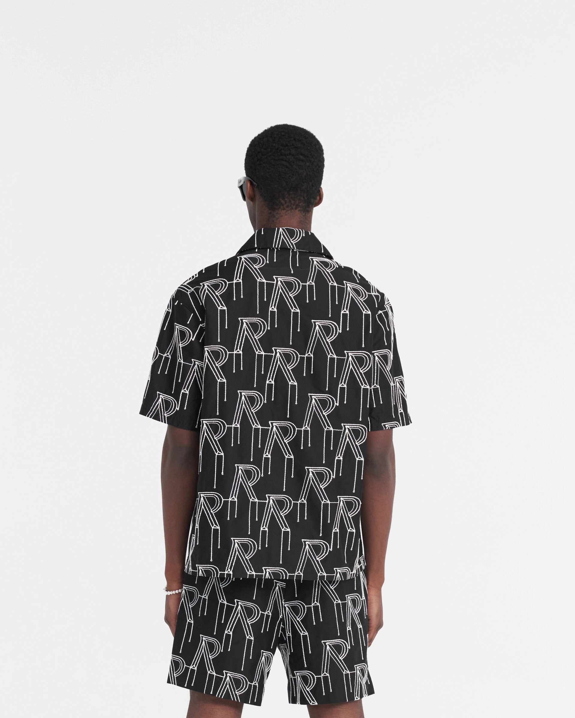 Embroidered Initial Overshirt - Black decorative element Trendsetting Design