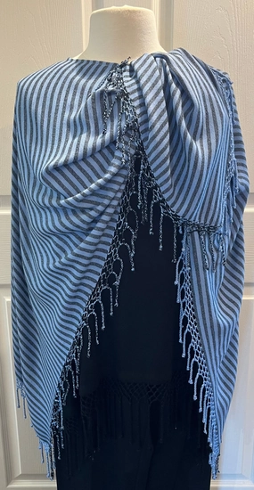 PocketDetails Lavender Striped Fringed Poncho