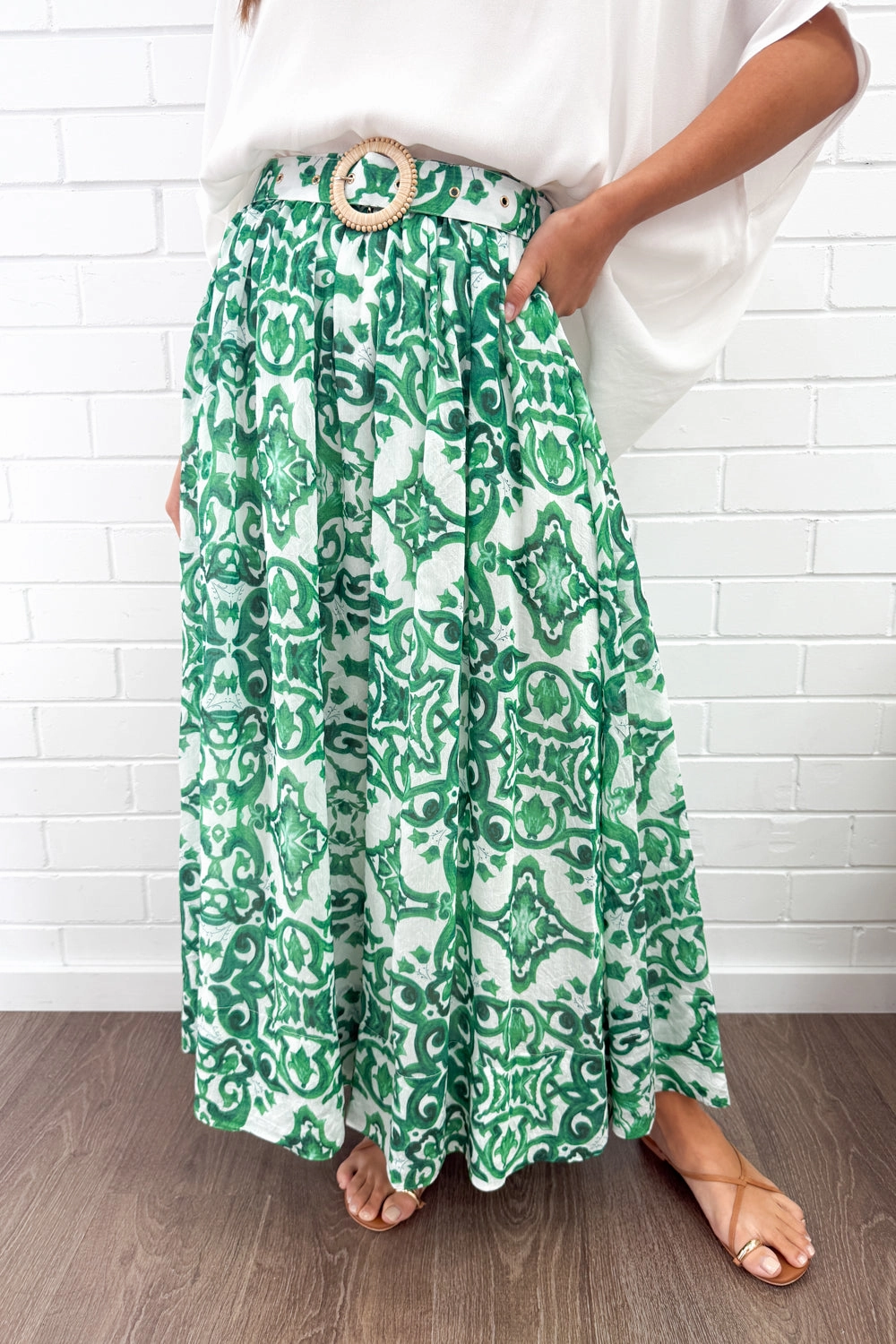Ivy Skirt - Green White Tile ExtendedSizeRange