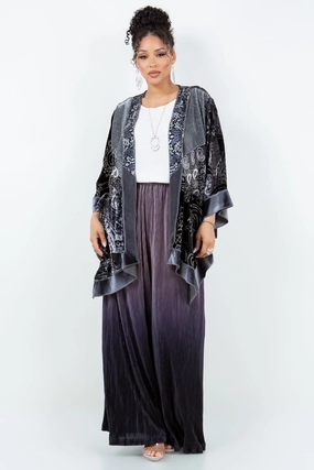 Silver & Black Art Silk & Velvet Lightweight Jacket Breathable Linen Blend EcoFriendly Material