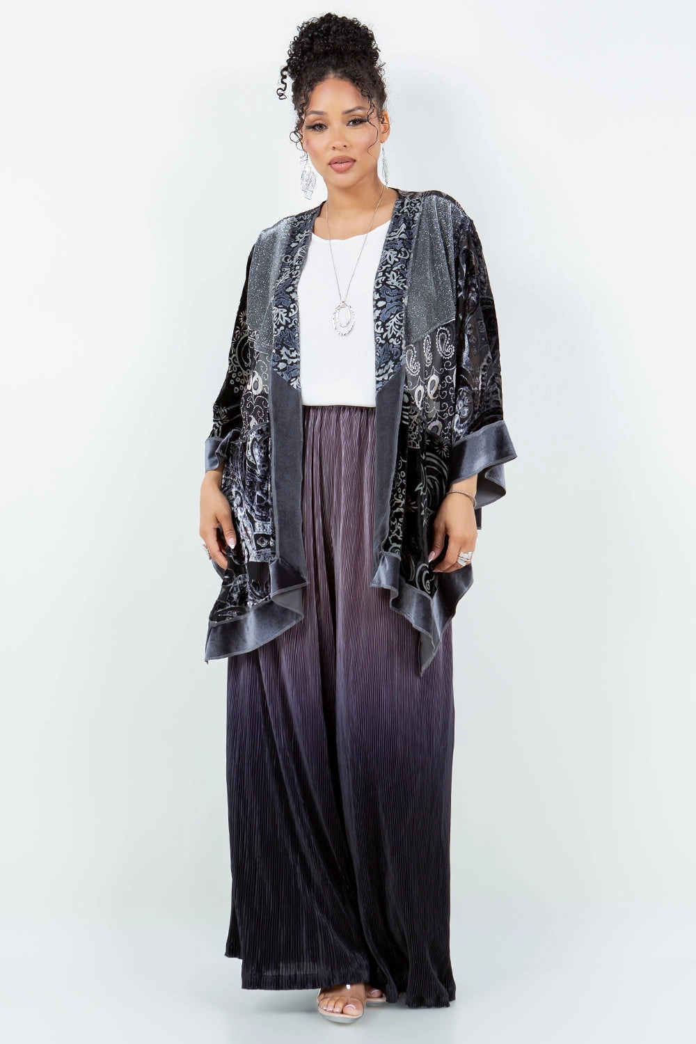 Silver & Black Art Silk & Velvet Lightweight Jacket Breathable Linen Blend EcoFriendly Material