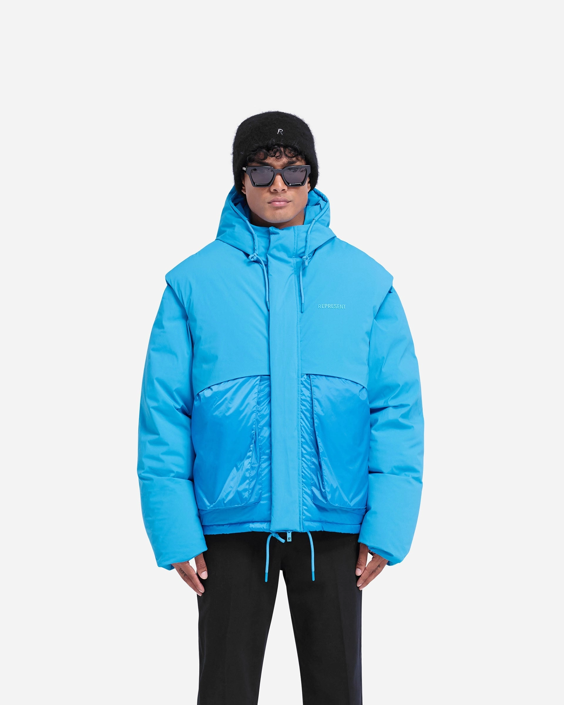 Layered Hooded Puffer - Electric Blue All weather Winter Layering Piece