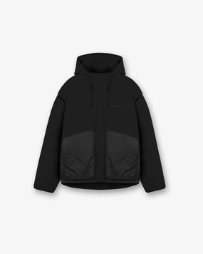 Layered Hooded Puffer - Jet Black Smart Weather Style
