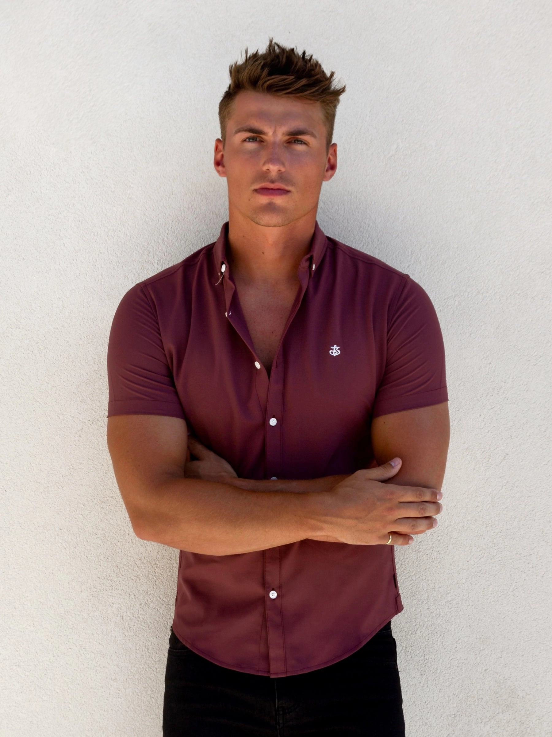 Maidstone Short Sleeve Shirt - Burgundy Indoor Comfort Mature appeal