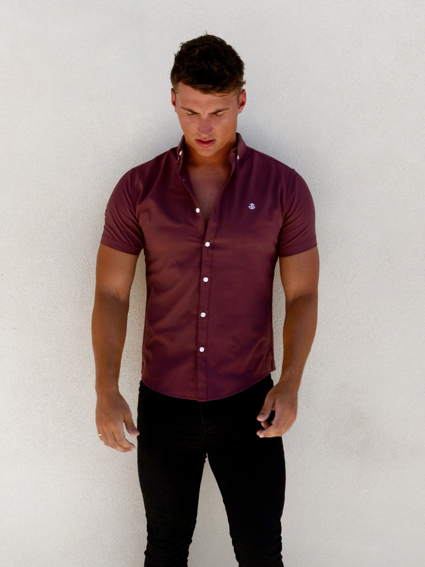 Odor control Snag Free Surface Maidstone Short Sleeve Shirt - Burgundy