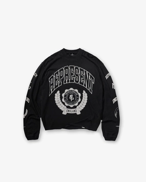 Legacy Crest Long Sleeve T-Shirt - Stained Black Comfy Touch