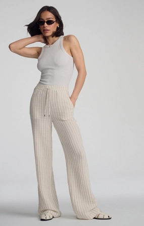 GAUZE PANTS IN GREY STRIPE Classic Fit