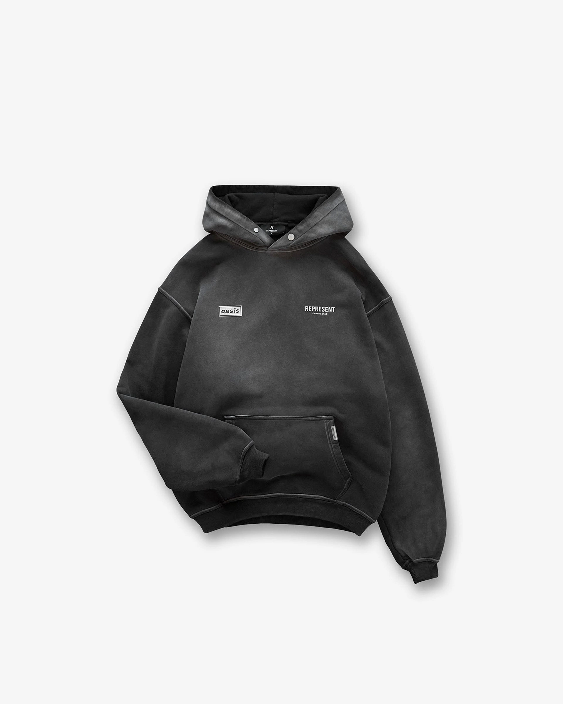 Machine washable Fashionable Represent X Oasis Owners Club Hoodie - Stained Black