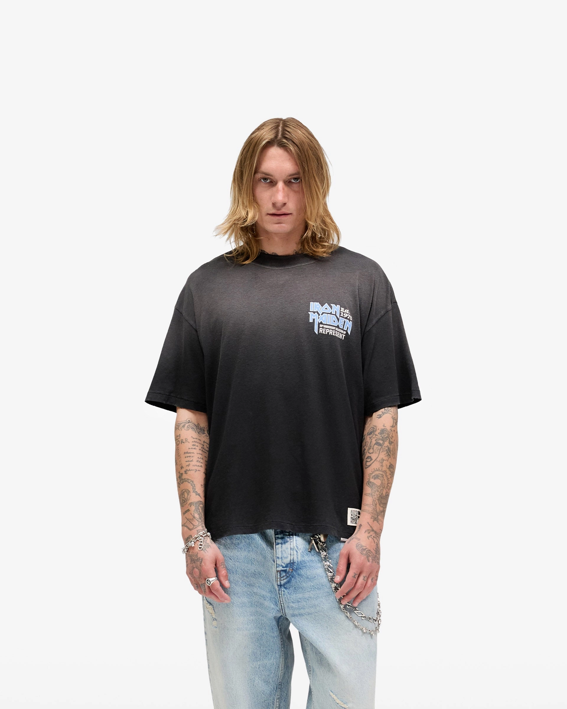 Represent X Iron Maiden Anniversary T-Shirt - Stained Black Street Smart