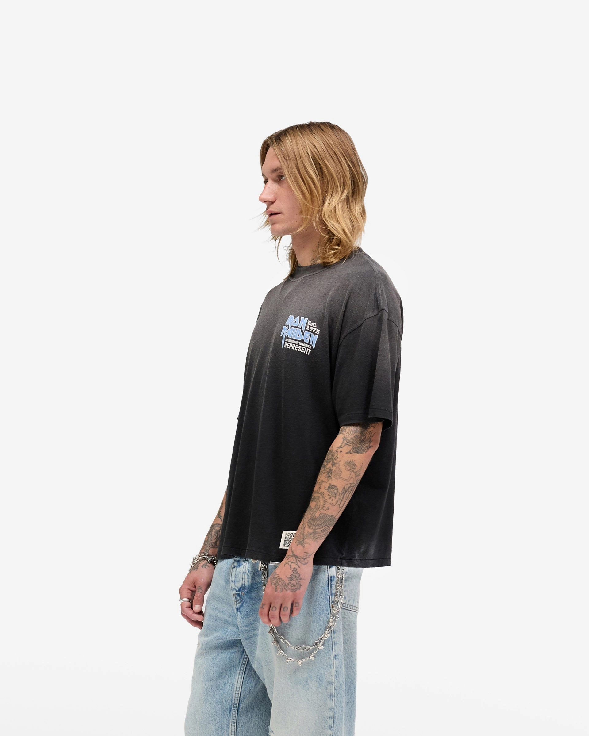 Comfortable Stretch Represent X Iron Maiden Anniversary T-Shirt - Stained Black