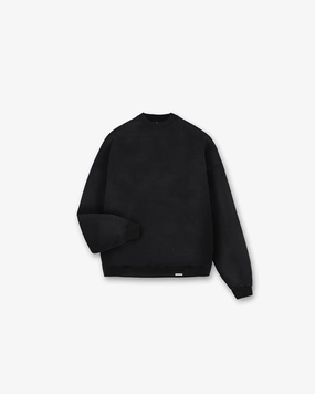 Simple Look Contrast Stitch Initial Oversized Sweater - Black