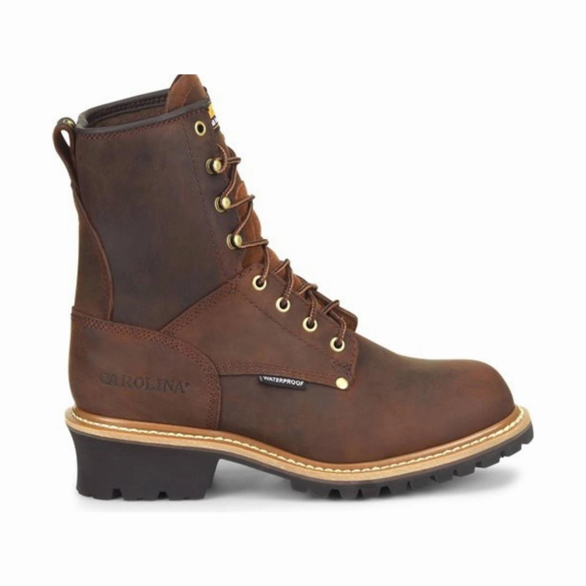 ground grip Carolina Men's 8 Inch Elm Steel Toe Logger - Brown