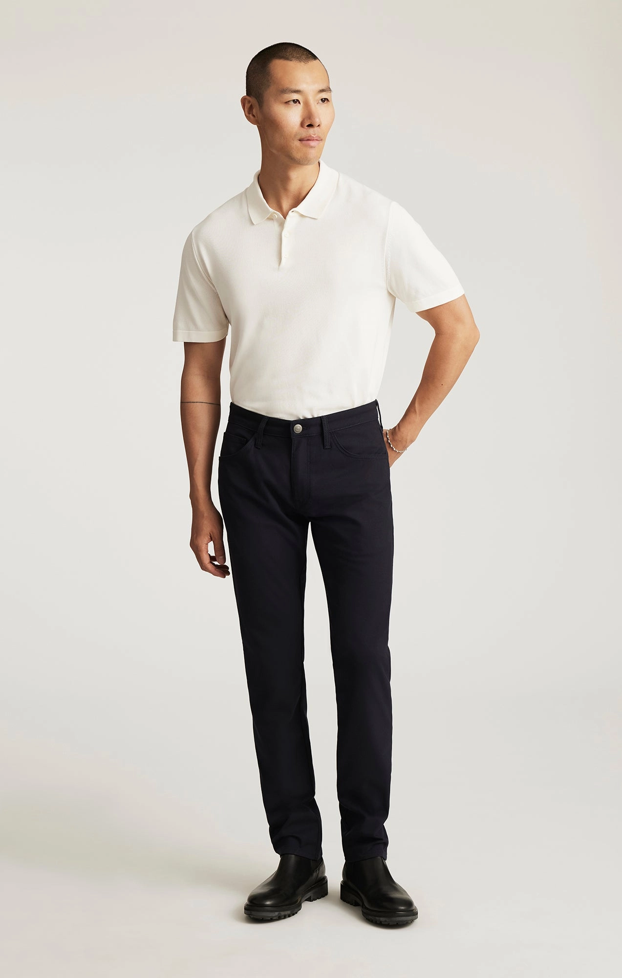 MARCUS SLIM STRAIGHT LEG IN NAVY FEATHER TWEED All Occasion Warm design