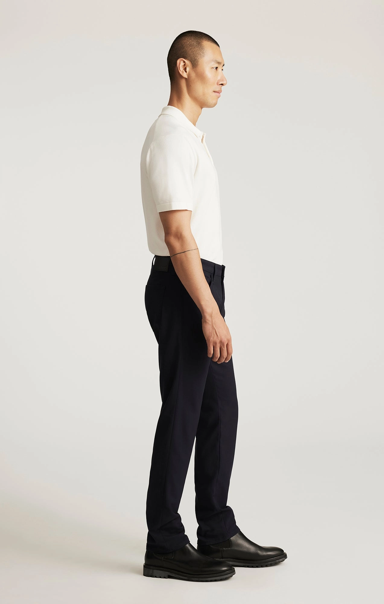 Fashionable Look Timeless Style MARCUS SLIM STRAIGHT LEG IN NAVY FEATHER TWEED