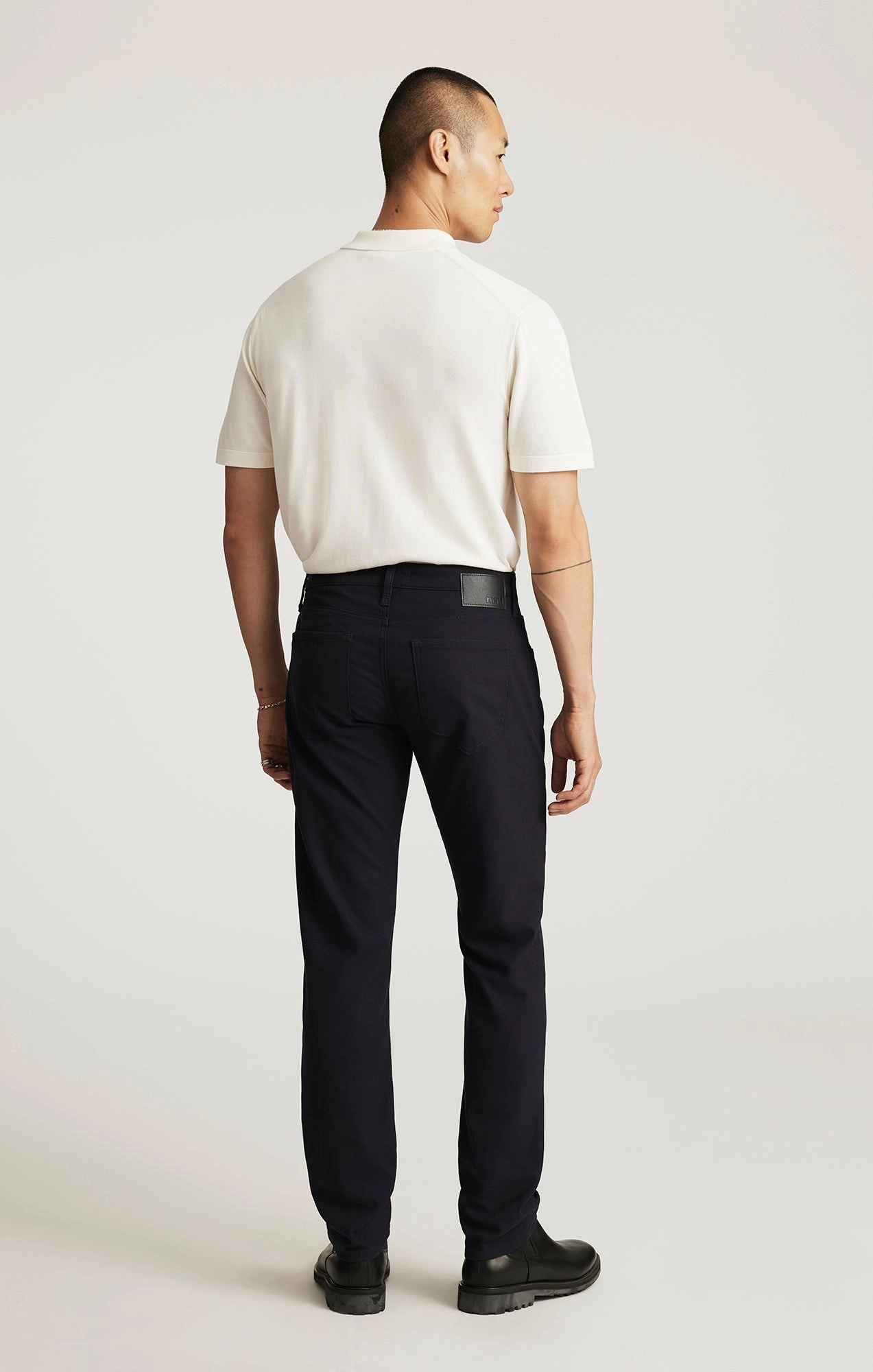 MARCUS SLIM STRAIGHT LEG IN NAVY FEATHER TWEED Light Coverage