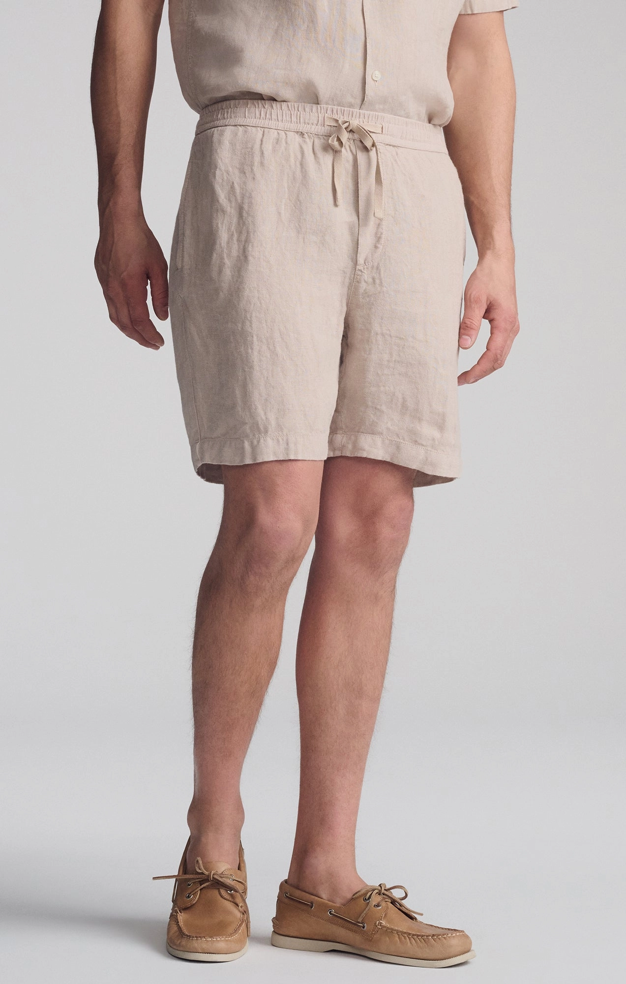 Trendy Vibe Slim Flex LINEN POCKET SHORTS IN SAND