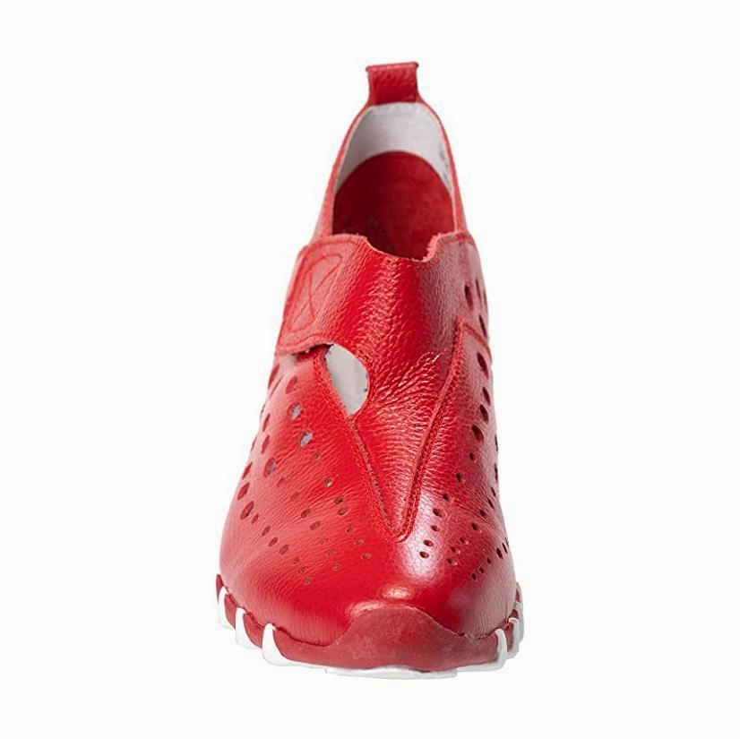 Breath Mesh Comfortable Bottom Litfoot Women's LF9010-3 Red Leather