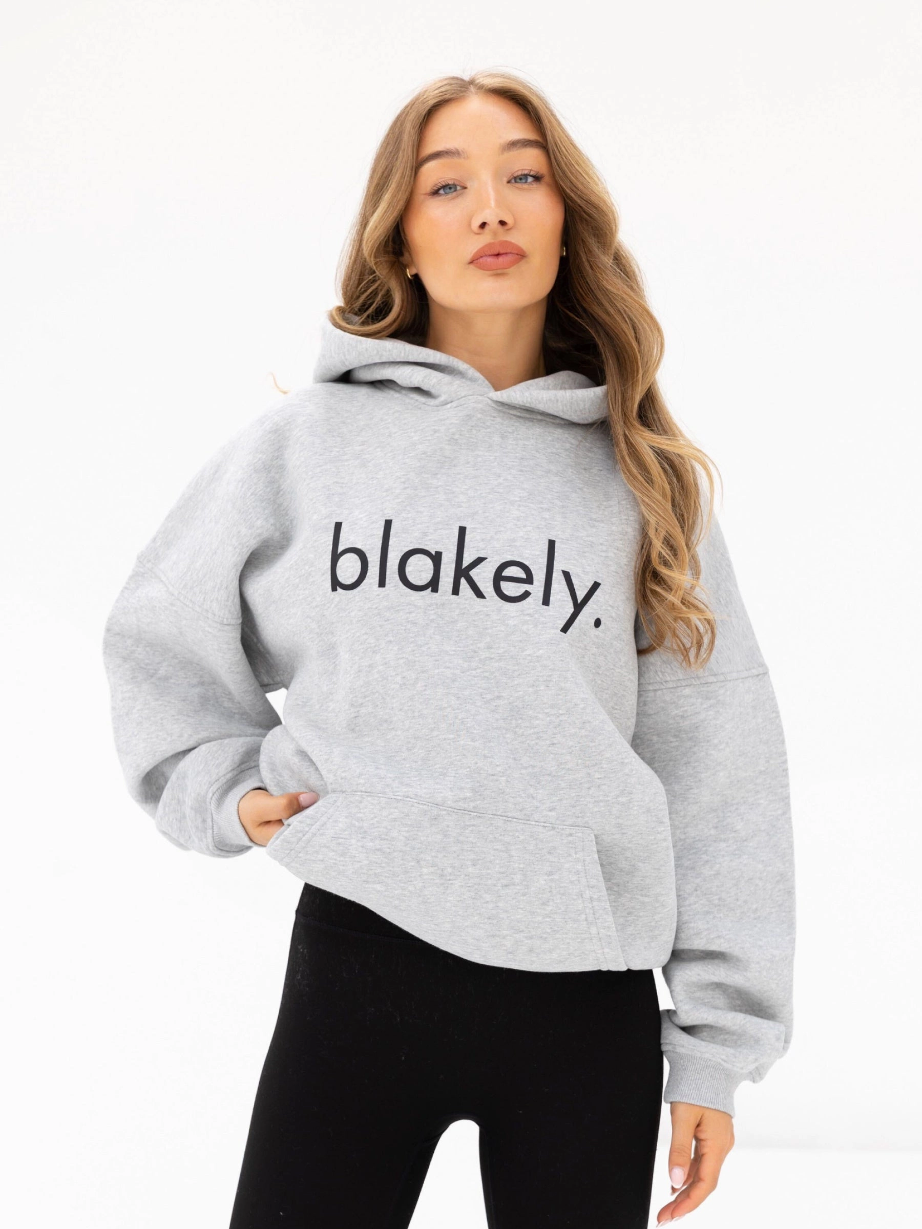 Logo Oversized Hoodie - Marl Grey Bonded seams