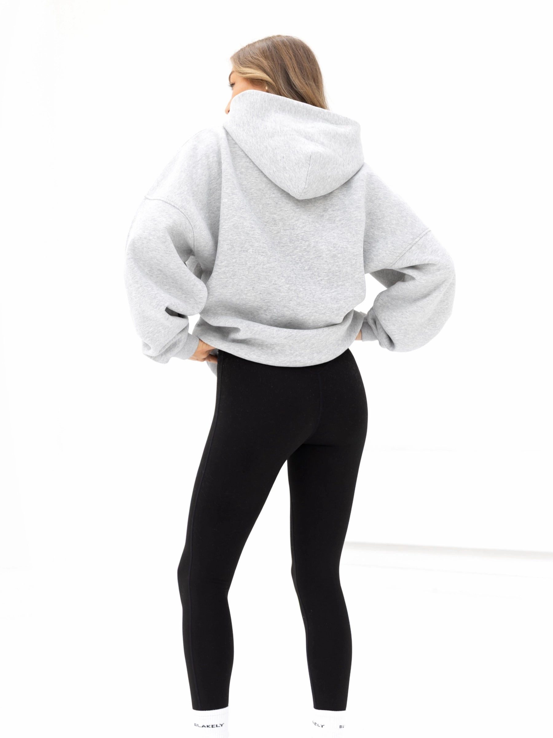 Logo Oversized Hoodie - Marl Grey Windproof Layer Zebra like