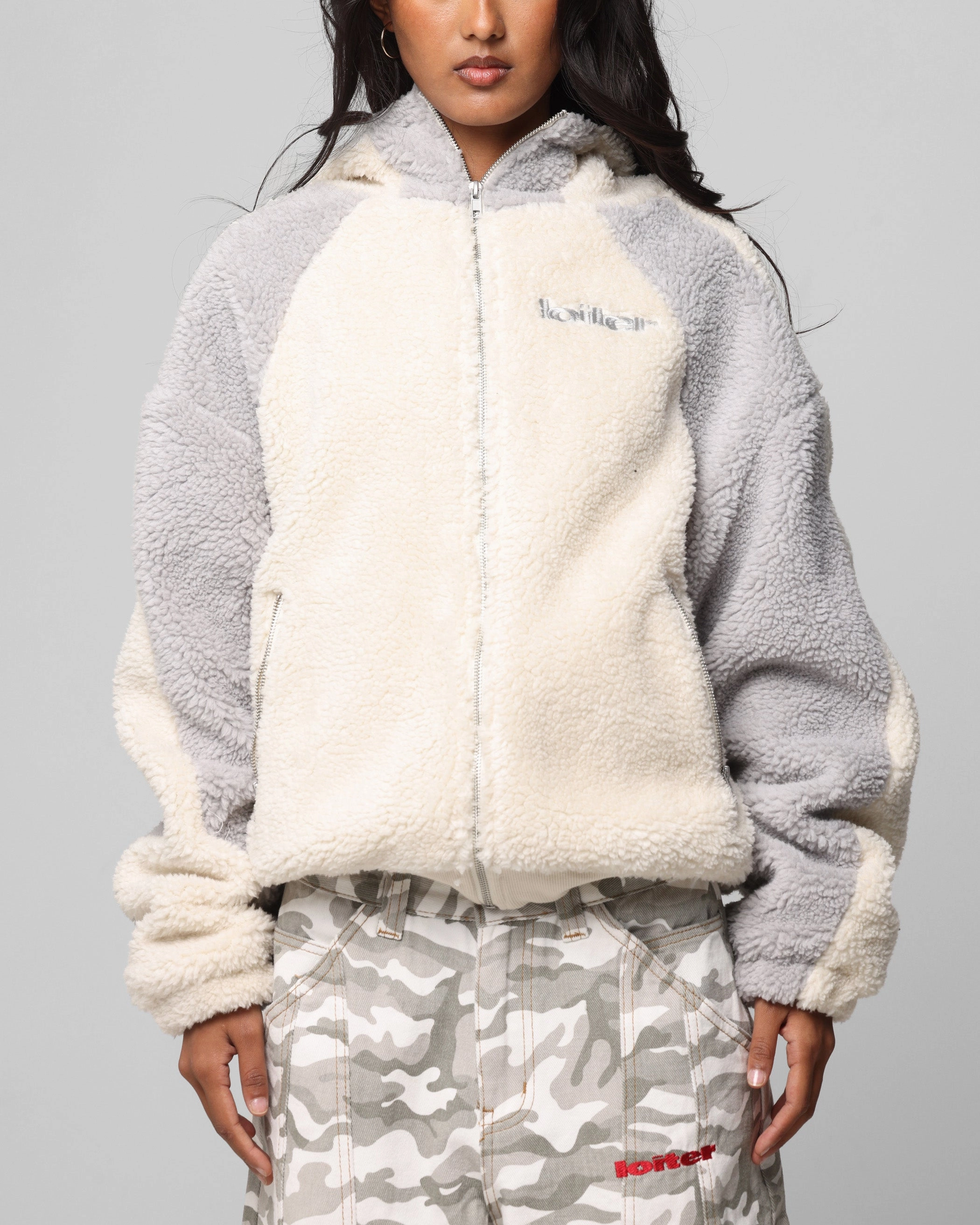 Loiter Speedway Fleece Jacket Stone High Tensile Reinforcement