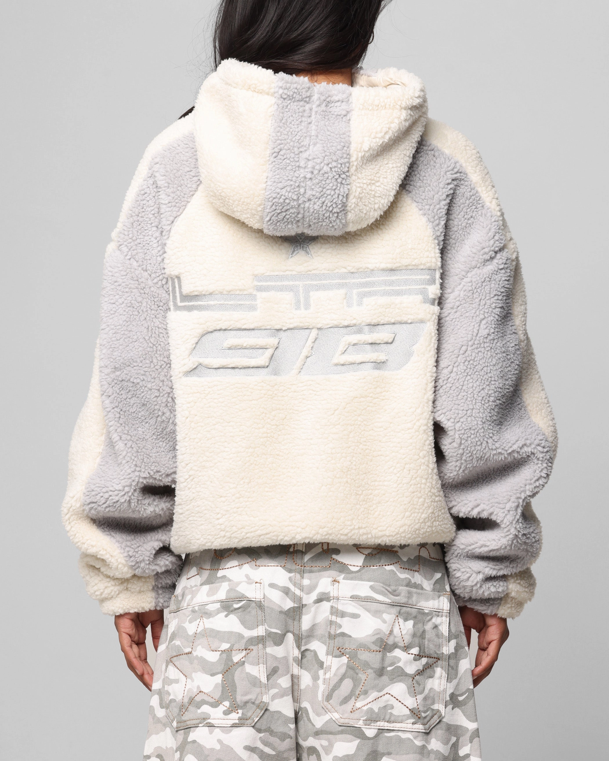 Cross Ventilation Panels Regular Fit Cut Loiter Speedway Fleece Jacket Stone