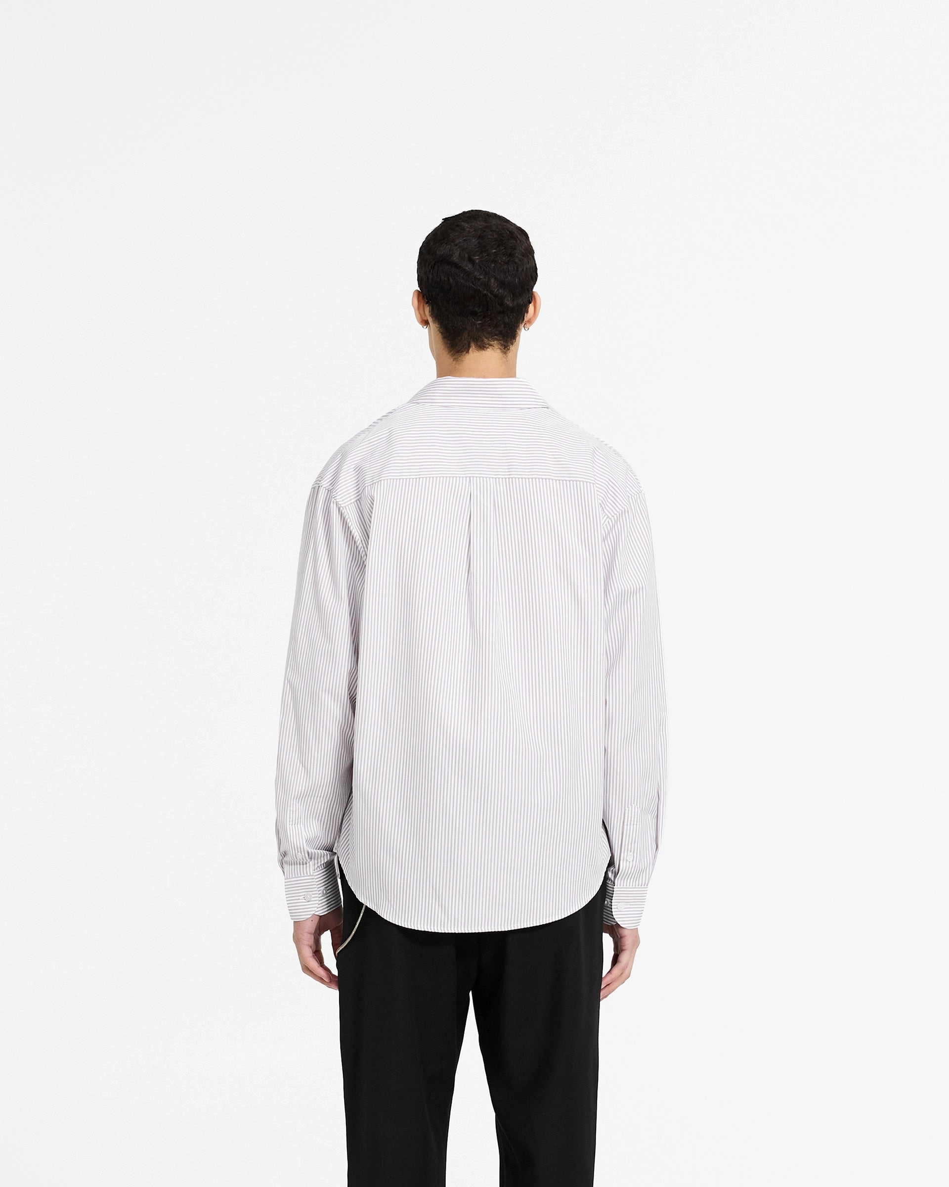 fade resistant color Long Sleeve Pinstripe Shirt - Grey