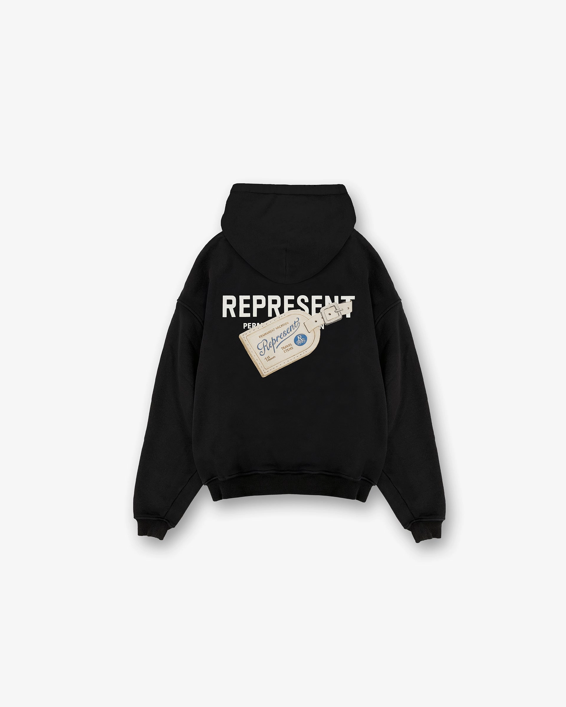 Iridescent effect Relax Fit Wear Luggage Tag Hoodie - Jet Black