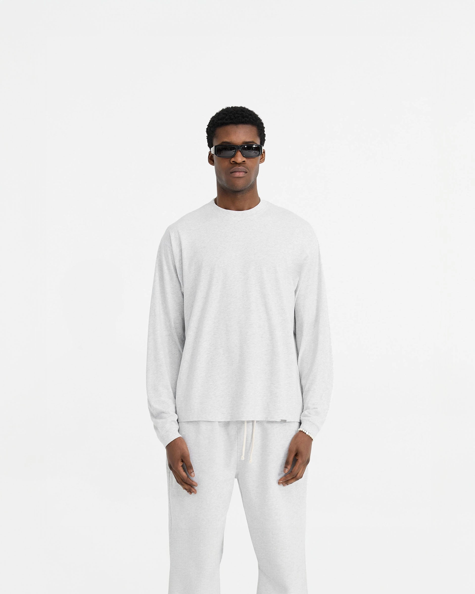 Initial Long Sleeve T-Shirt - Ice Grey Marl All-Season Wear Reinforced Hemline