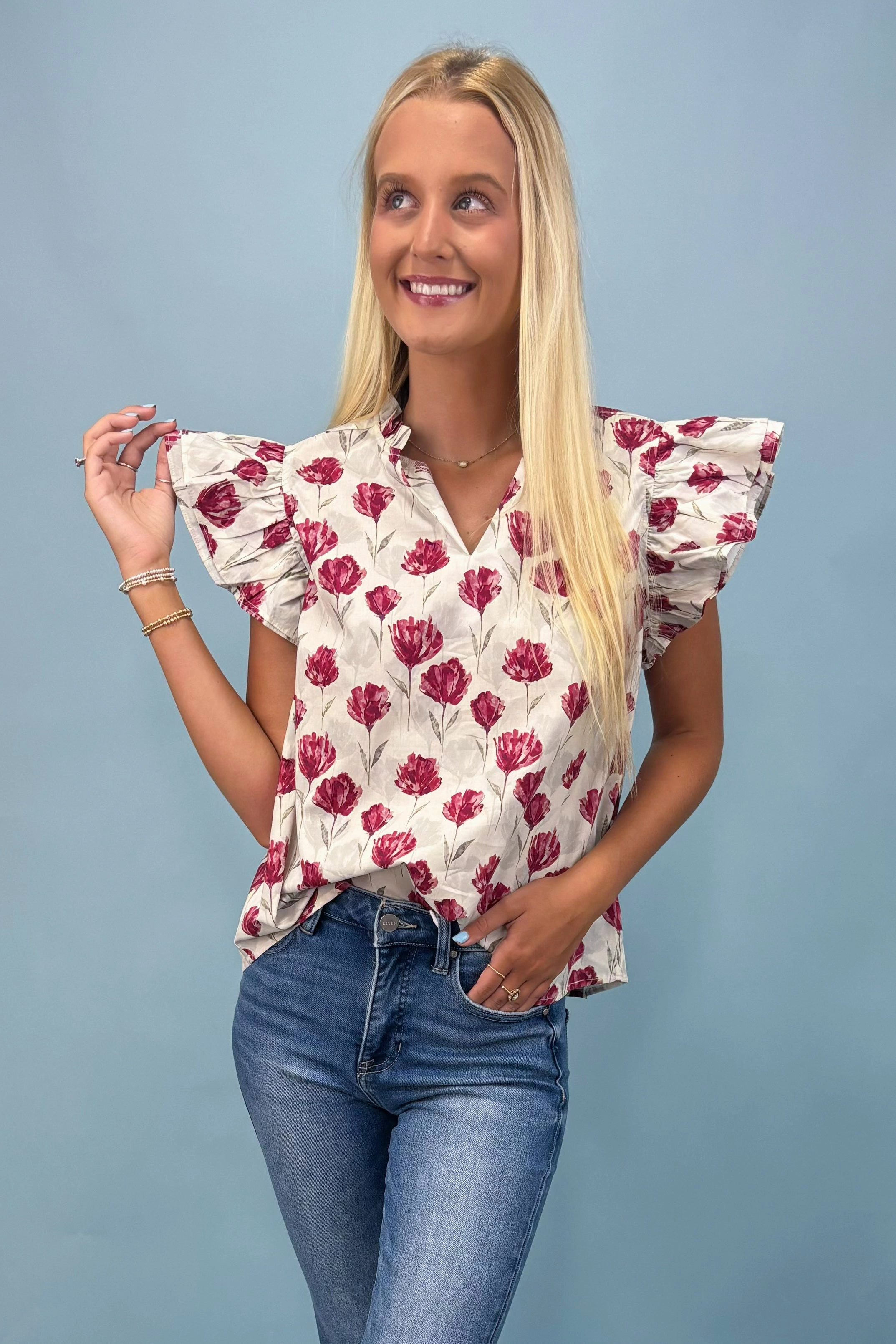 Lush Blooms Floral Top Long Sleeve Shirt