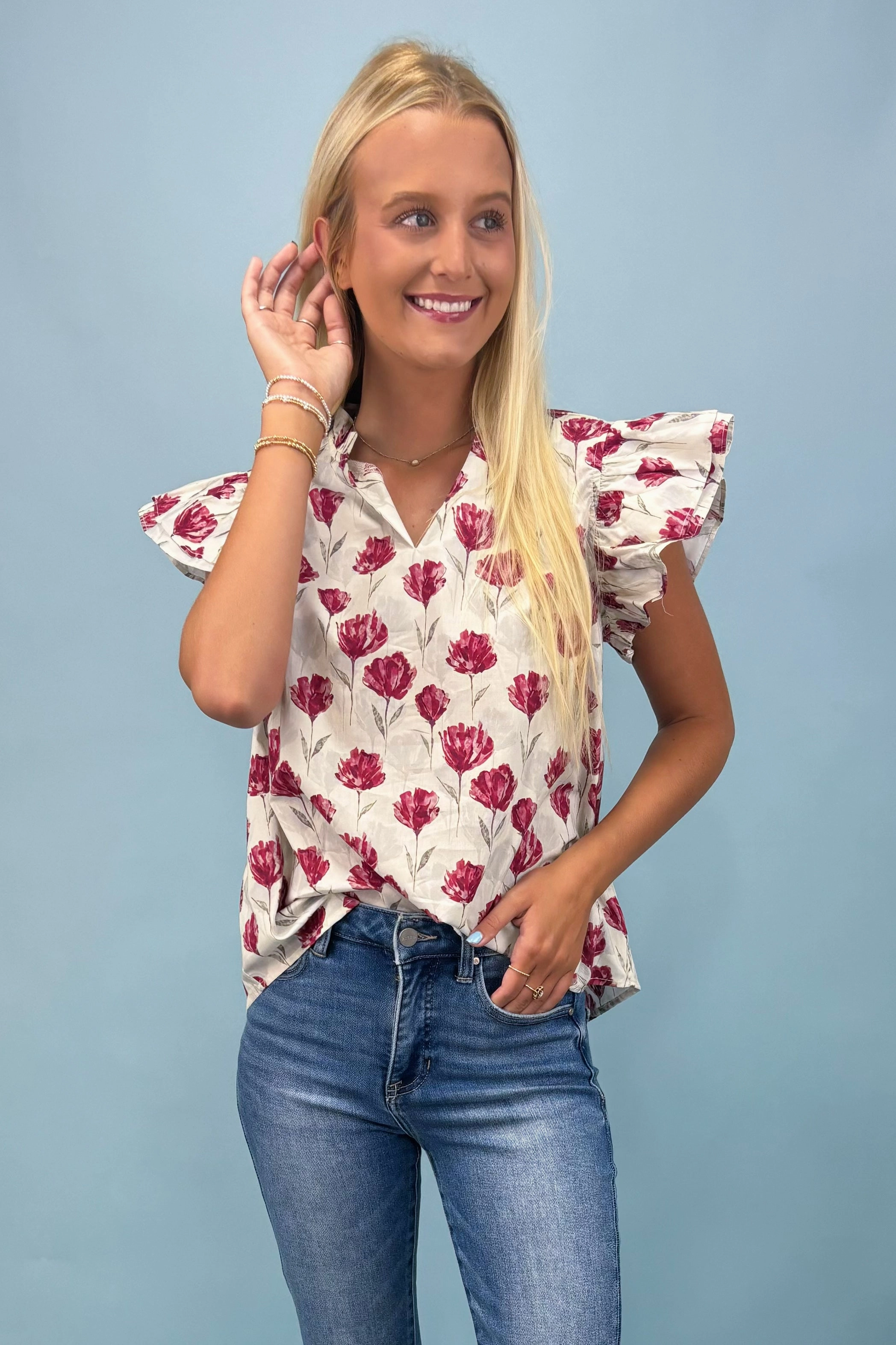 Non Chafe Armholes LowMaintenance Lush Blooms Floral Top