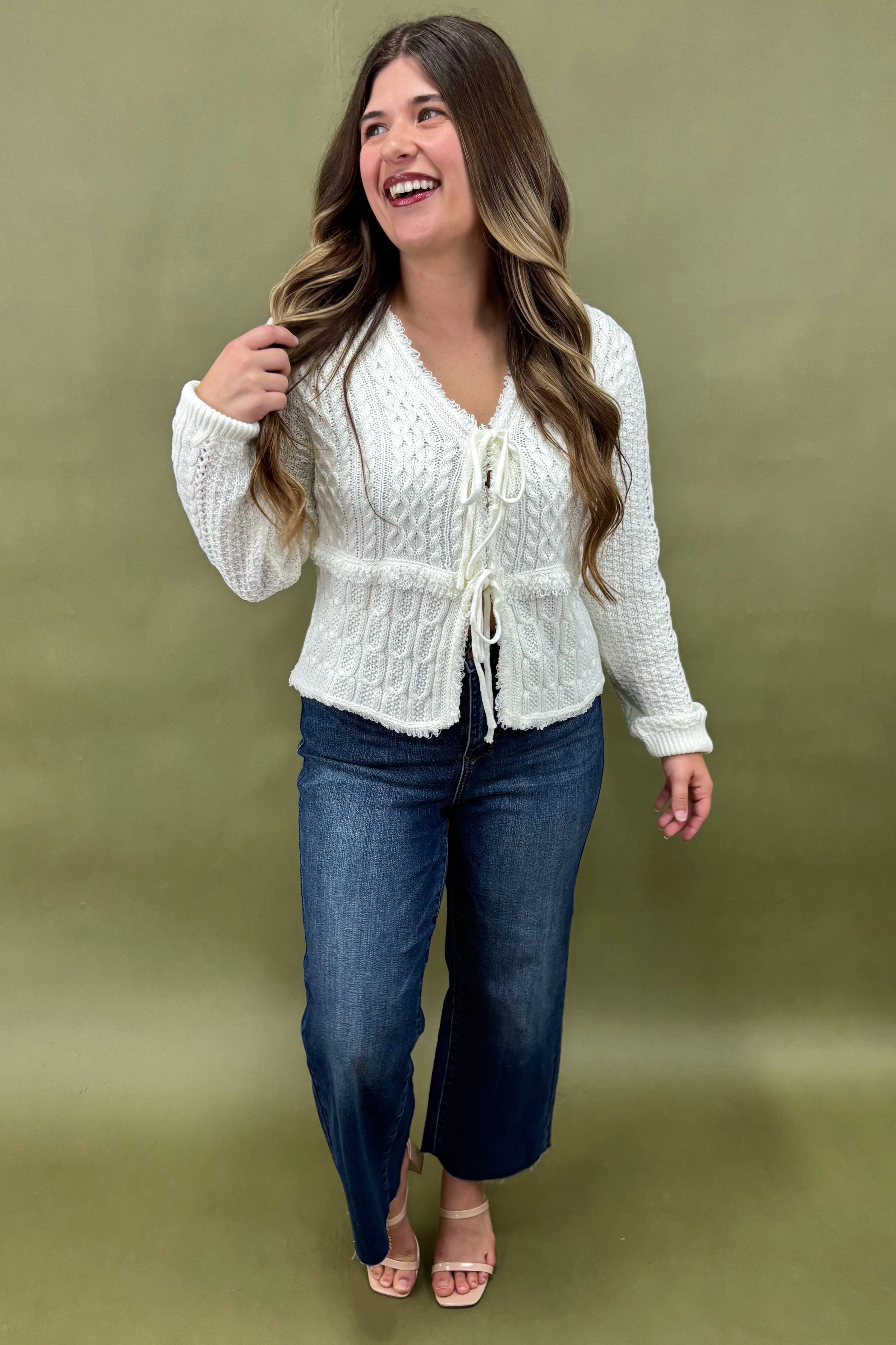 Trendy Sweater Main Attraction Tie-Front Cardigan