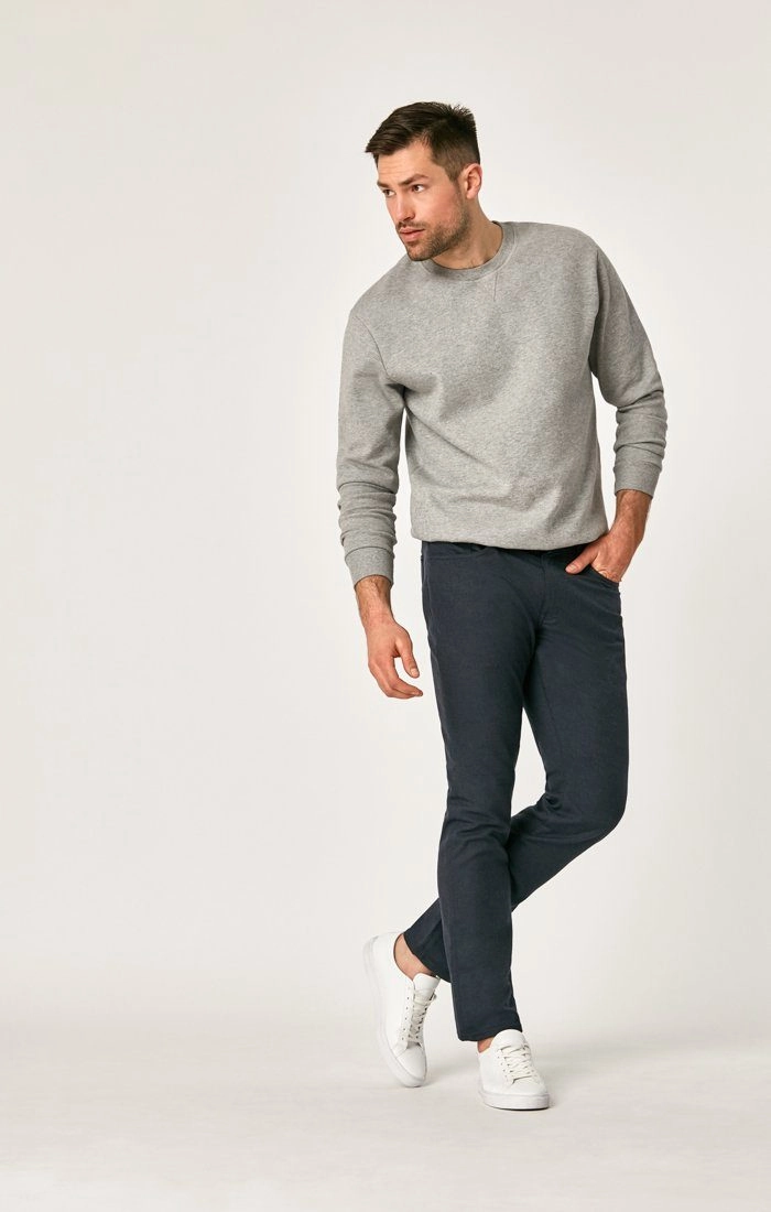 MARCUS SLIM STRAIGHT LEG IN NAVY FEATHER TWEED Secure Closures