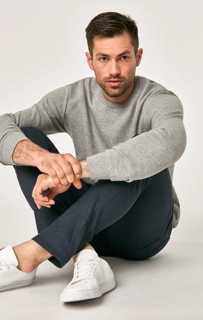 Customizable length MARCUS SLIM STRAIGHT LEG IN NAVY FEATHER TWEED