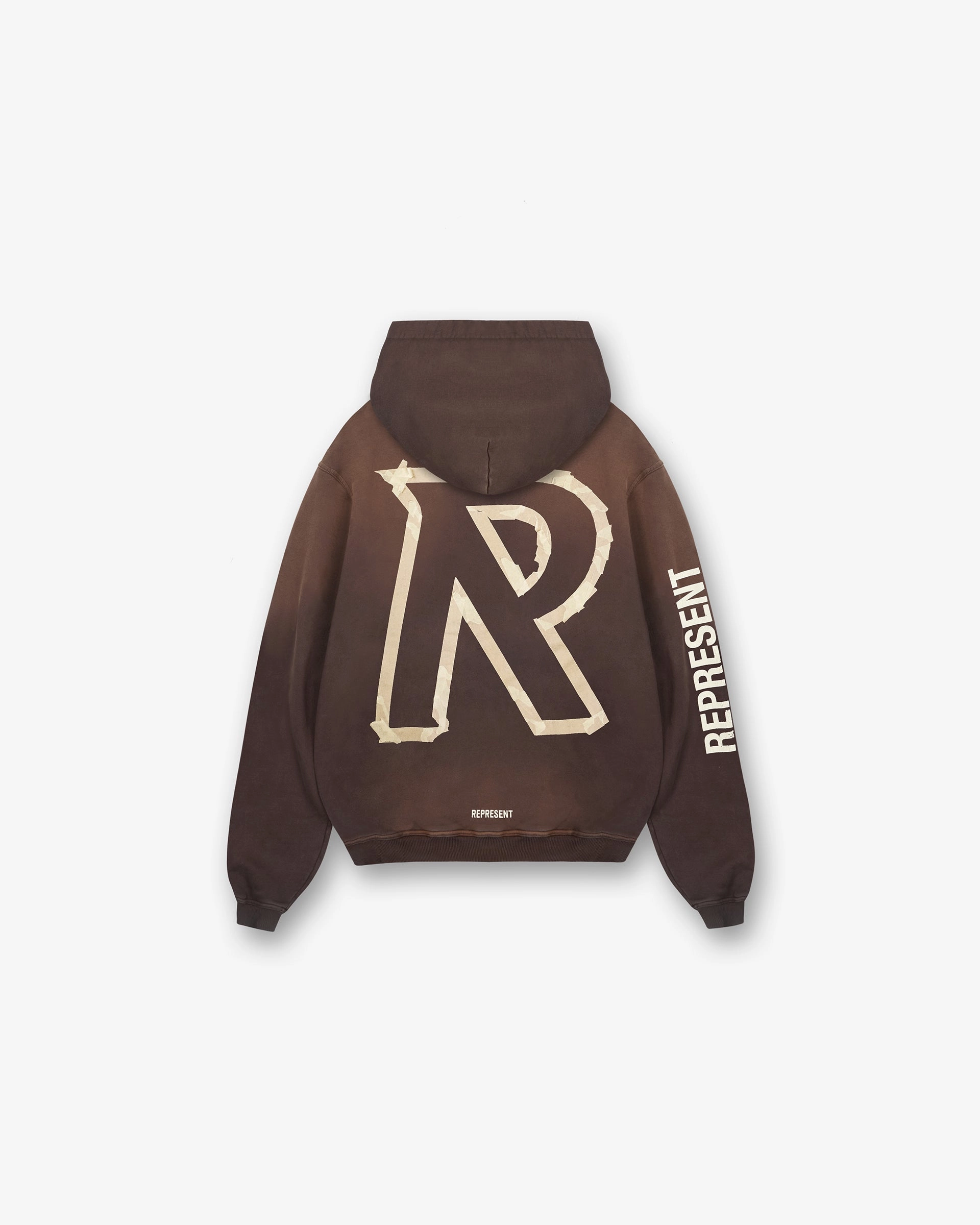 Masking Tape Initial Zip Hoodie - Cedar fuzzy texture