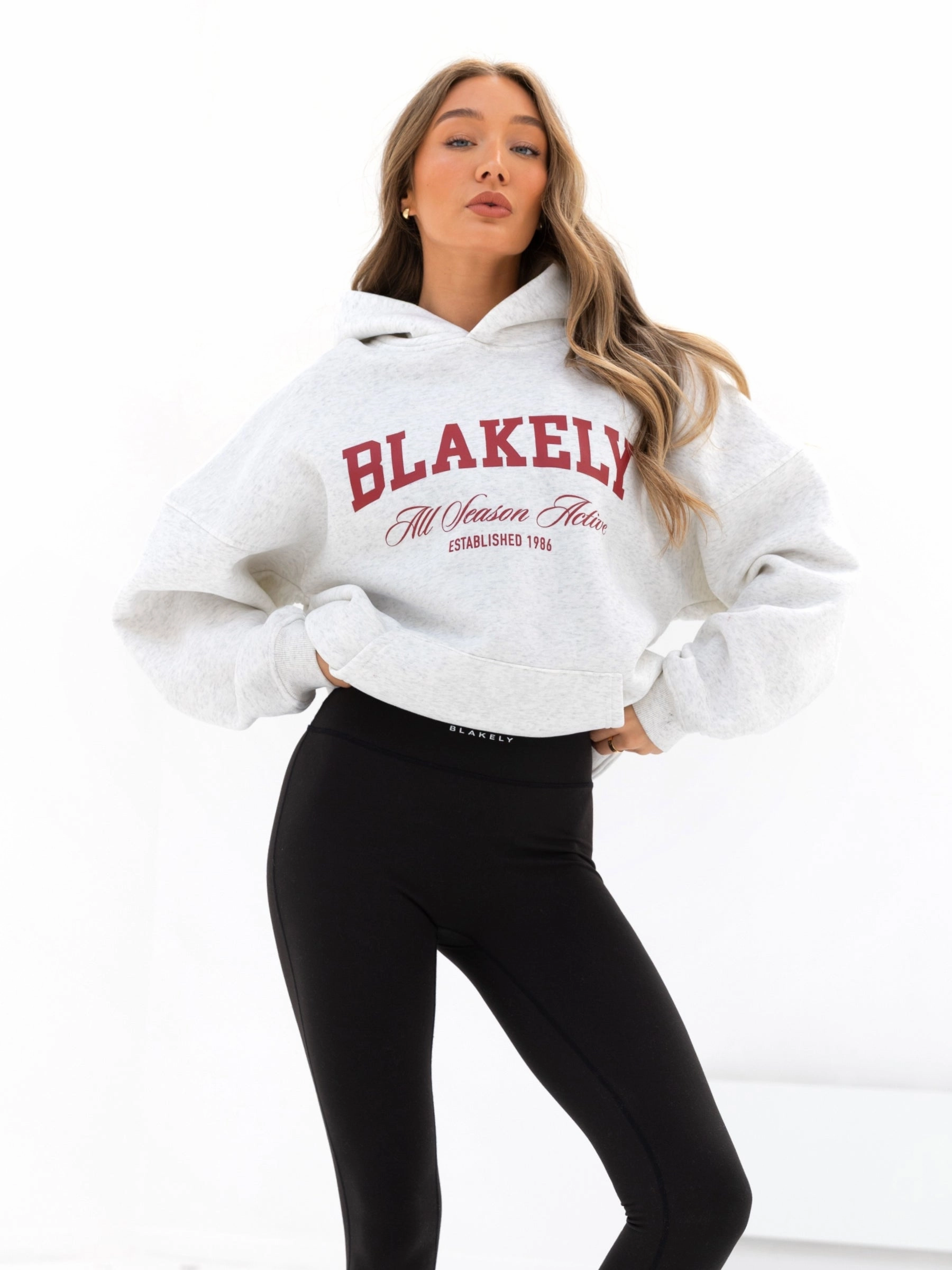 Stretch Fit Simple Comfort Melrose Oversized Hoodie - Marl White