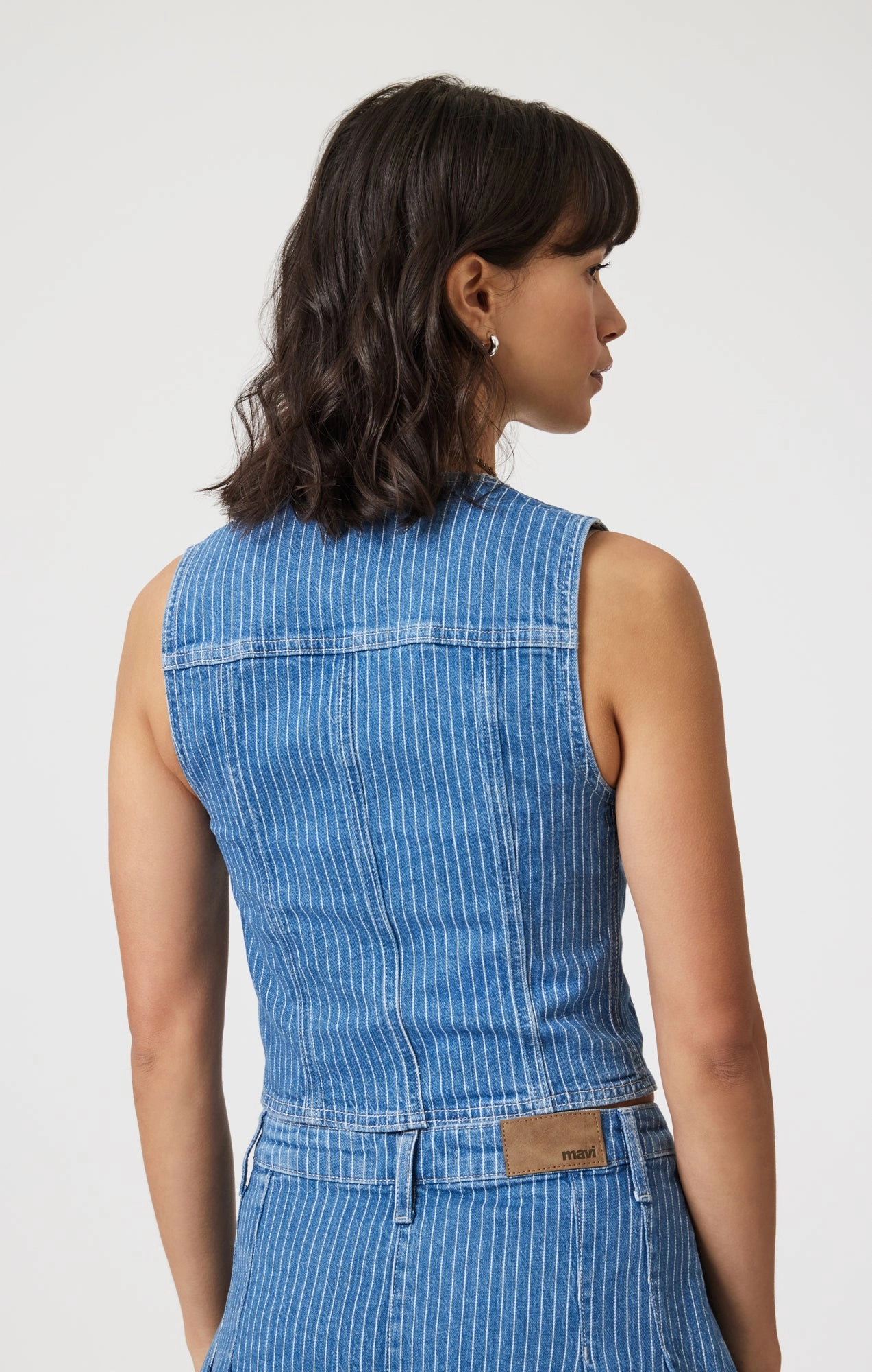 MERLIN VEST IN BLUE STRIPE DENIM Weekend Getaway Luxury Beach Day