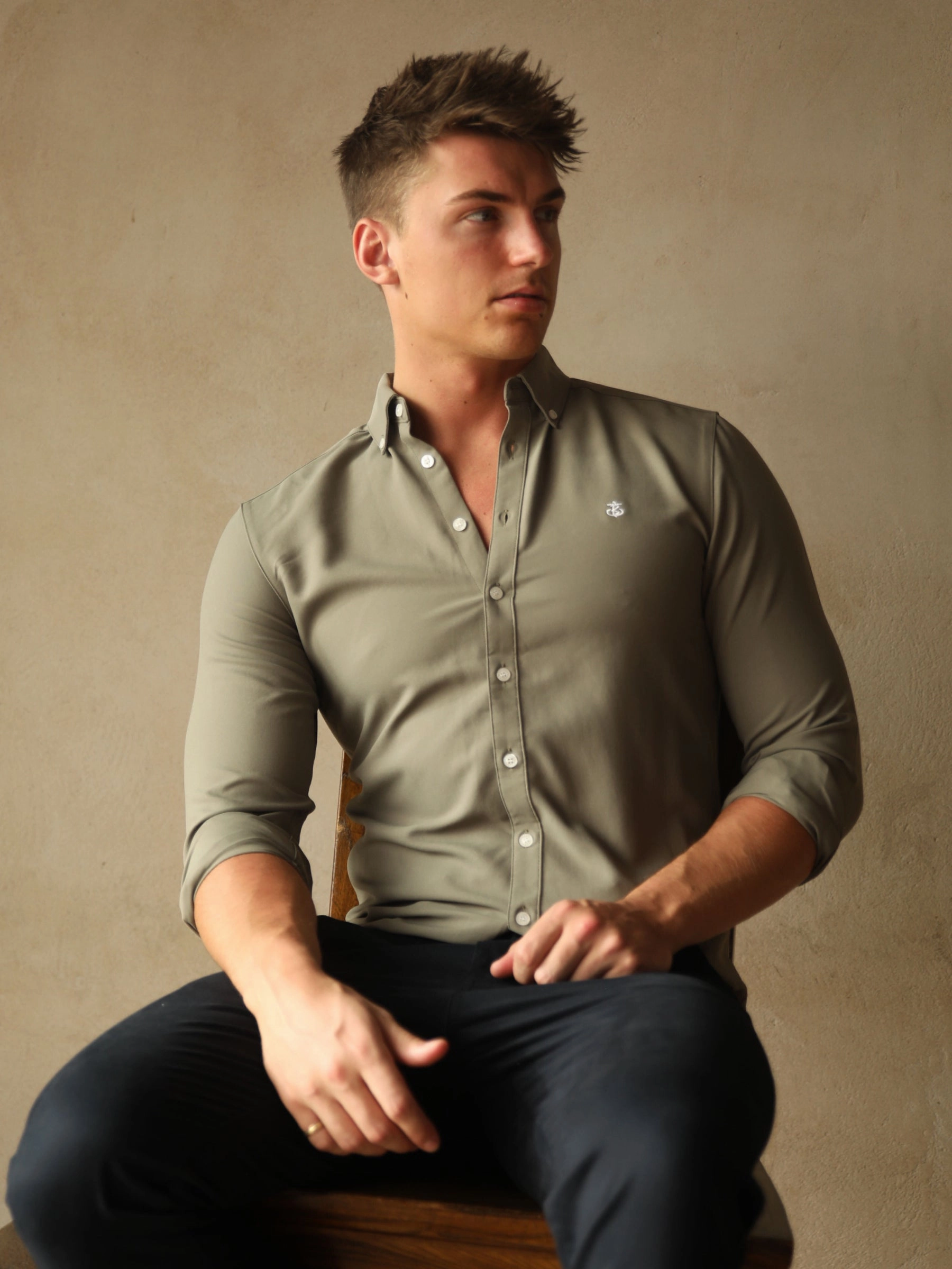 Merrick Long Sleeve Shirt - Khaki Green Comfortable Look